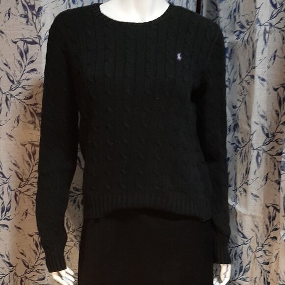 Ralph Lauren Black Cable Knit Sweater - Picture 2 of 4